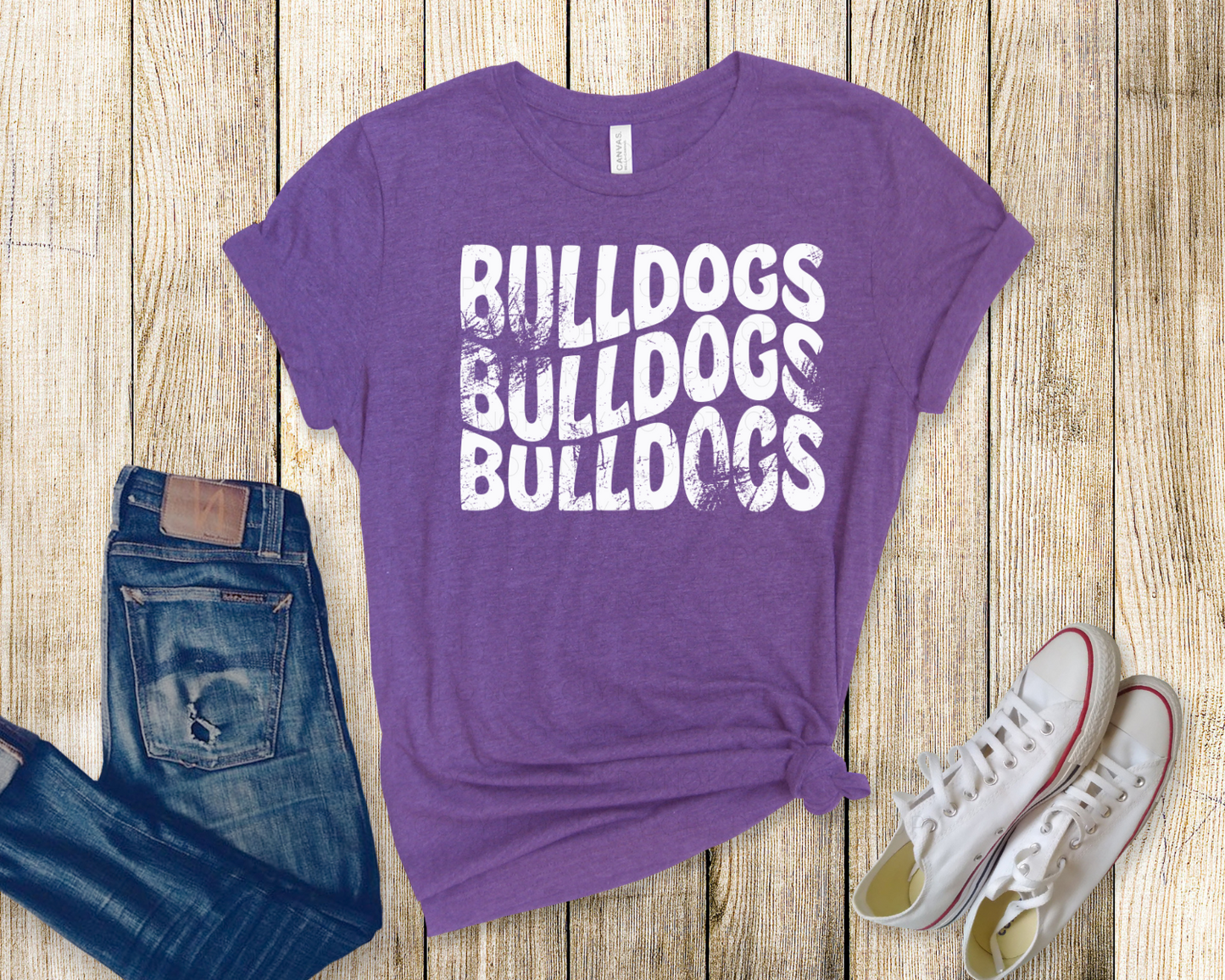 NEEDHAM-Wavy Bulldogs White Grunge